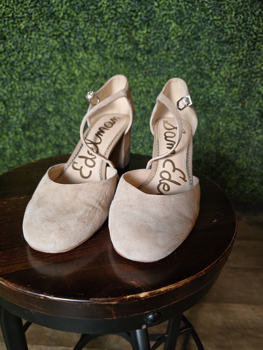 Sam Edelman Taupe Suede Mary Jane Block Heels